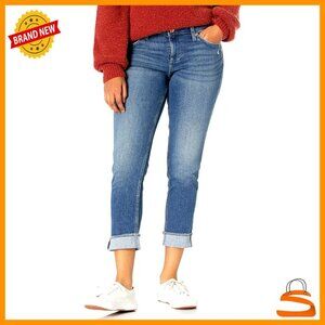 Mid Rise Boyfriend Jeans with Fringe Cuff, Stretch Denim, Regular Fit